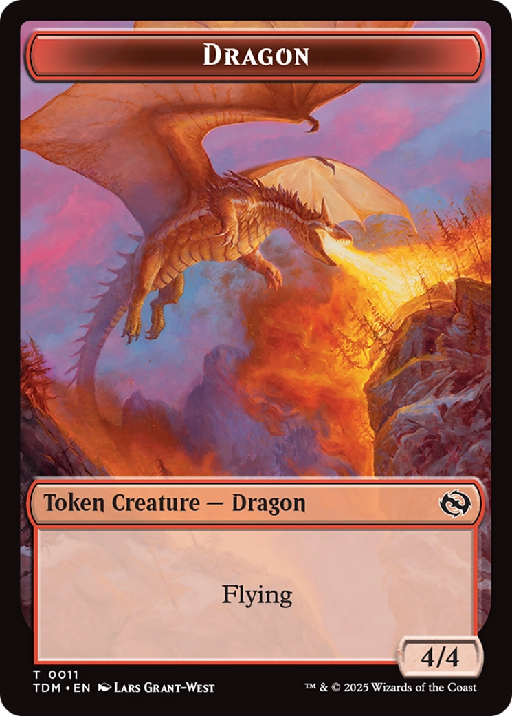 Dragon (0011) // Warrior Double-Sided Token [Tarkir: Dragonstorm Tokens] | Exor Games New Glasgow