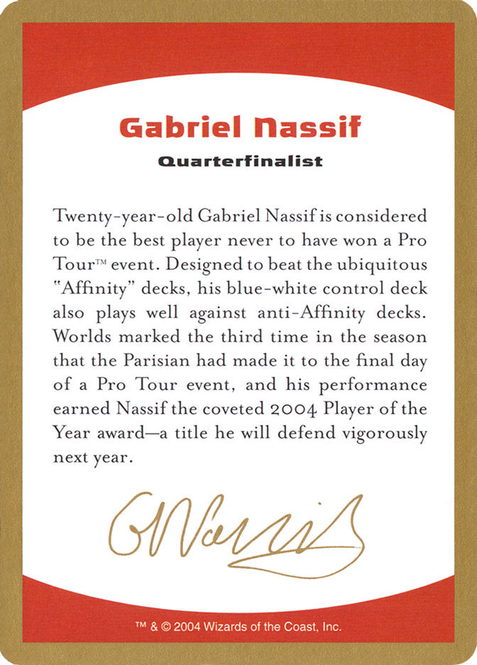 Gabriel Nassif Bio [World Championship Decks 2004] | Exor Games New Glasgow