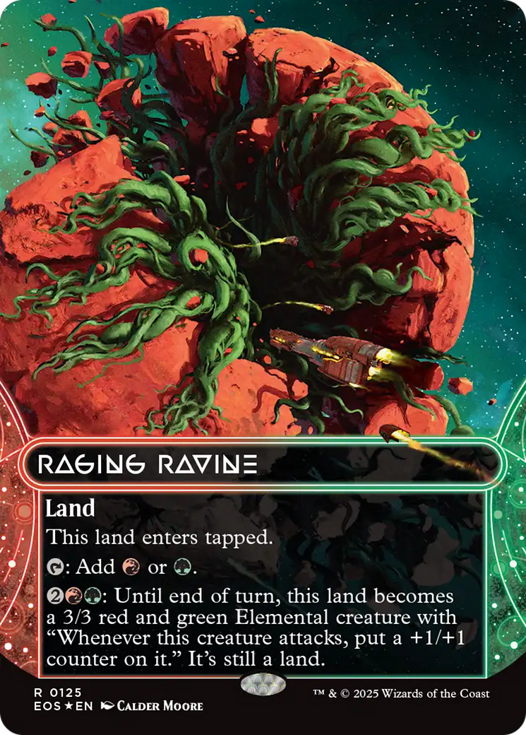 Raging Ravine (0125) (Borderless) (Galaxy Foil) [Edge of Eternities: Stellar Sights] | Exor Games New Glasgow