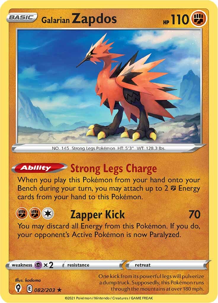 Galarian Zapdos (082/203) [Sword & Shield: Evolving Skies] | Exor Games New Glasgow