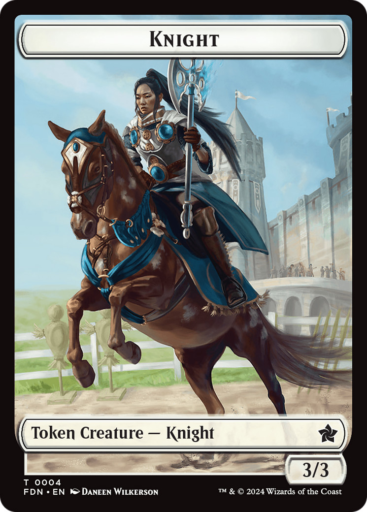 Human // Knight Double-Sided Token [Foundations Tokens] | Exor Games New Glasgow