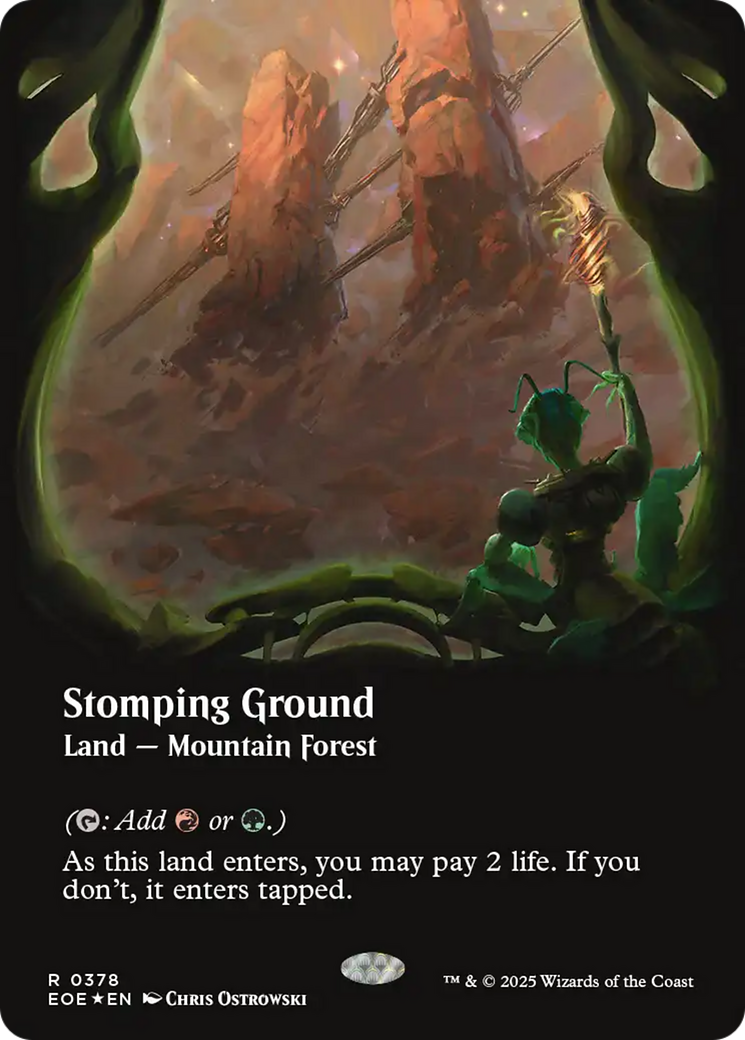 Stomping Ground (Borderless) (Galaxy Foil) [Edge of Eternities] | Exor Games New Glasgow