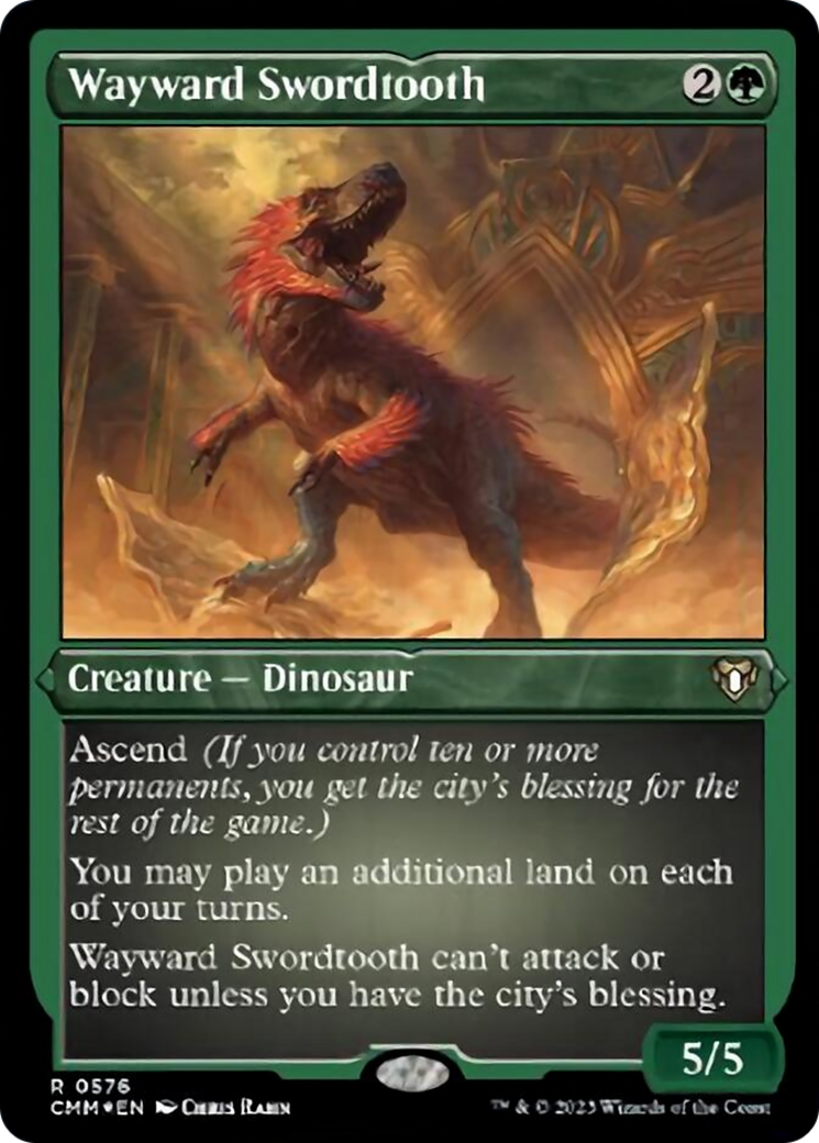 Wayward Swordtooth (Foil Etched) [Commander Masters] | Exor Games New Glasgow