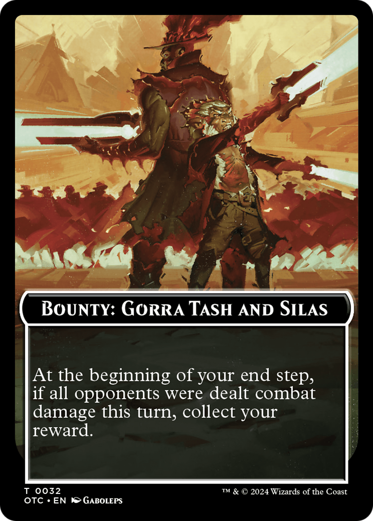 Bounty: Gorra Tash and Silas // Bounty Rules Double-Sided Token [Outlaws of Thunder Junction Commander Tokens] | Exor Games New Glasgow