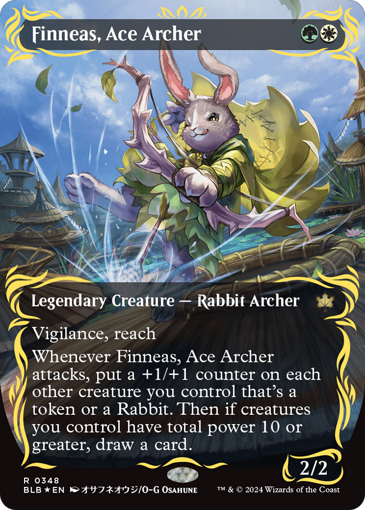 Finneas, Ace Archer (Borderless) (Raised Foil) [Bloomburrow] | Exor Games New Glasgow