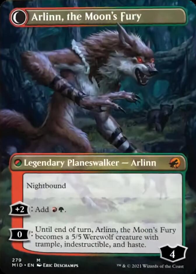 Arlinn, the Pack's Hope // Arlinn, the Moon's Fury (Borderless) [Innistrad: Midnight Hunt] | Exor Games New Glasgow