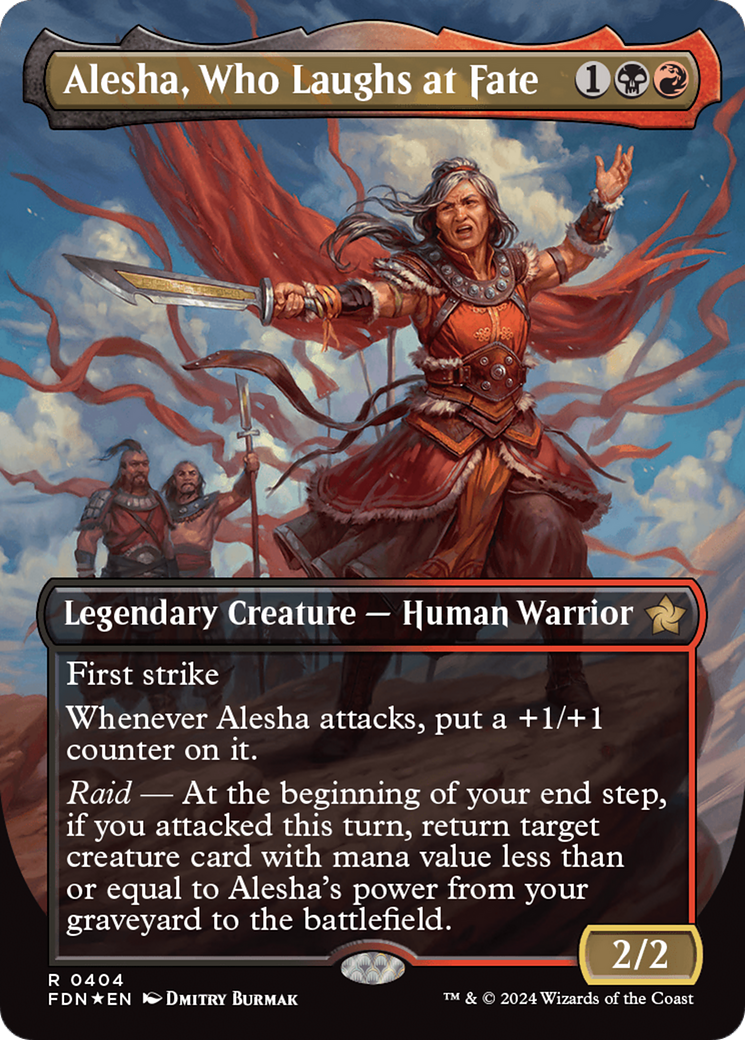 Alesha, Who Laughs at Fate (Borderless) (Mana Foil) [Foundations] | Exor Games New Glasgow