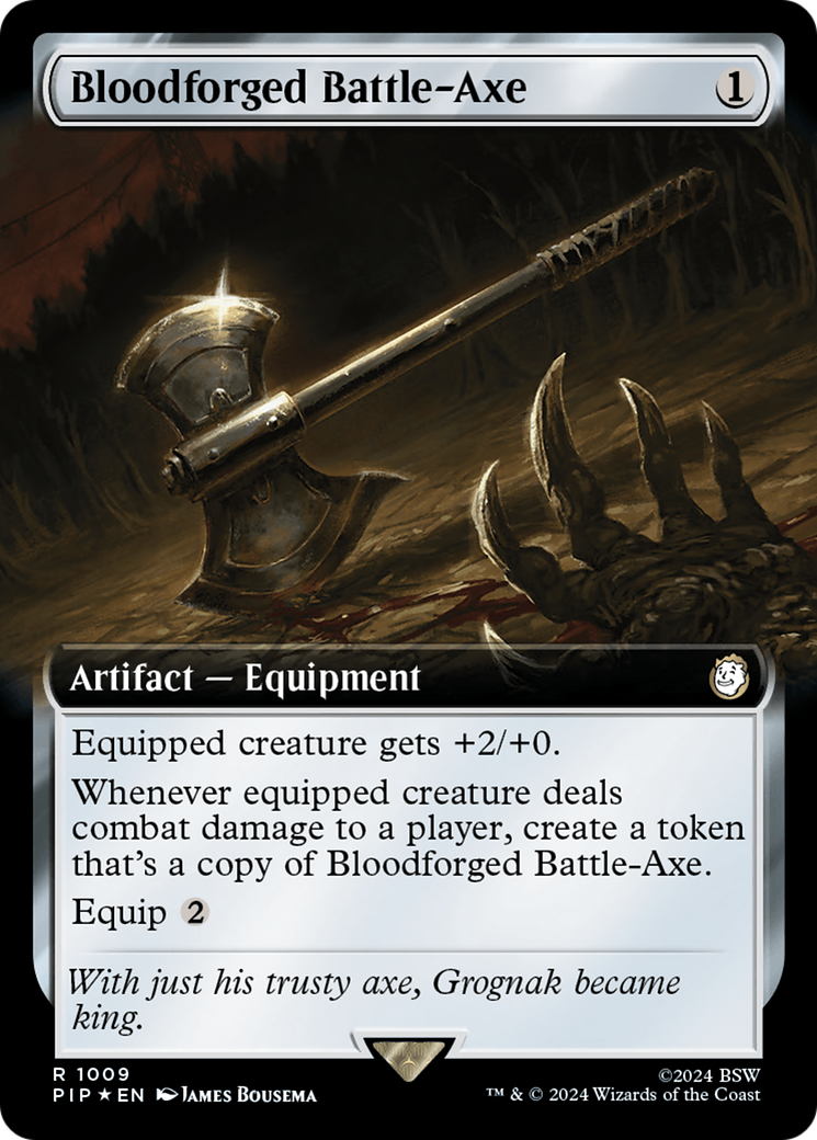 Bloodforged Battle-Axe (Extended Art) (Surge Foil) [Fallout] | Exor Games New Glasgow