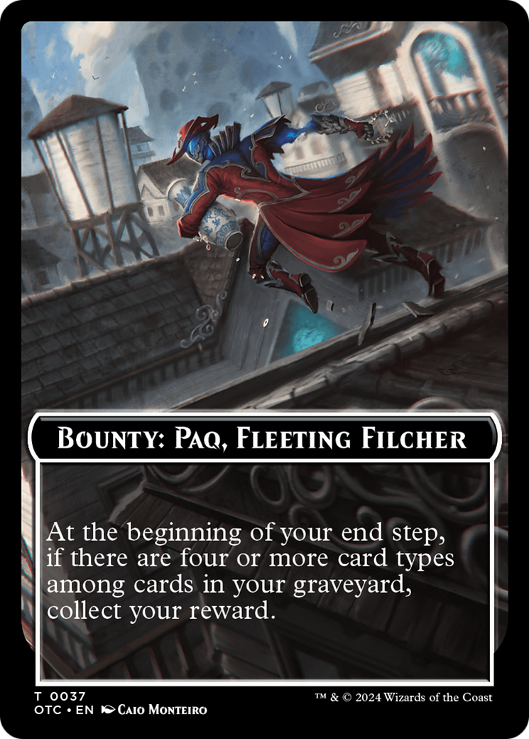 Bounty: Paq, Fleeting Filcher // Bounty Rules Double-Sided Token [Outlaws of Thunder Junction Commander Tokens] | Exor Games New Glasgow