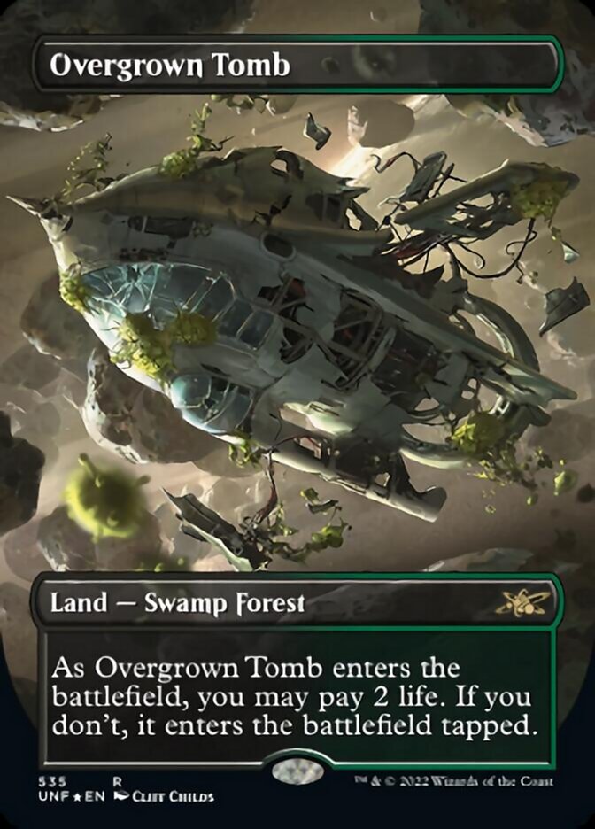 Overgrown Tomb (Borderless) (Galaxy Foil) [Unfinity] | Exor Games New Glasgow