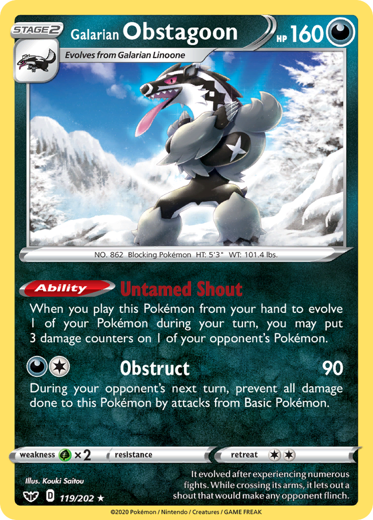 Galarian Obstagoon (119/202) [Sword & Shield: Base Set] | Exor Games New Glasgow