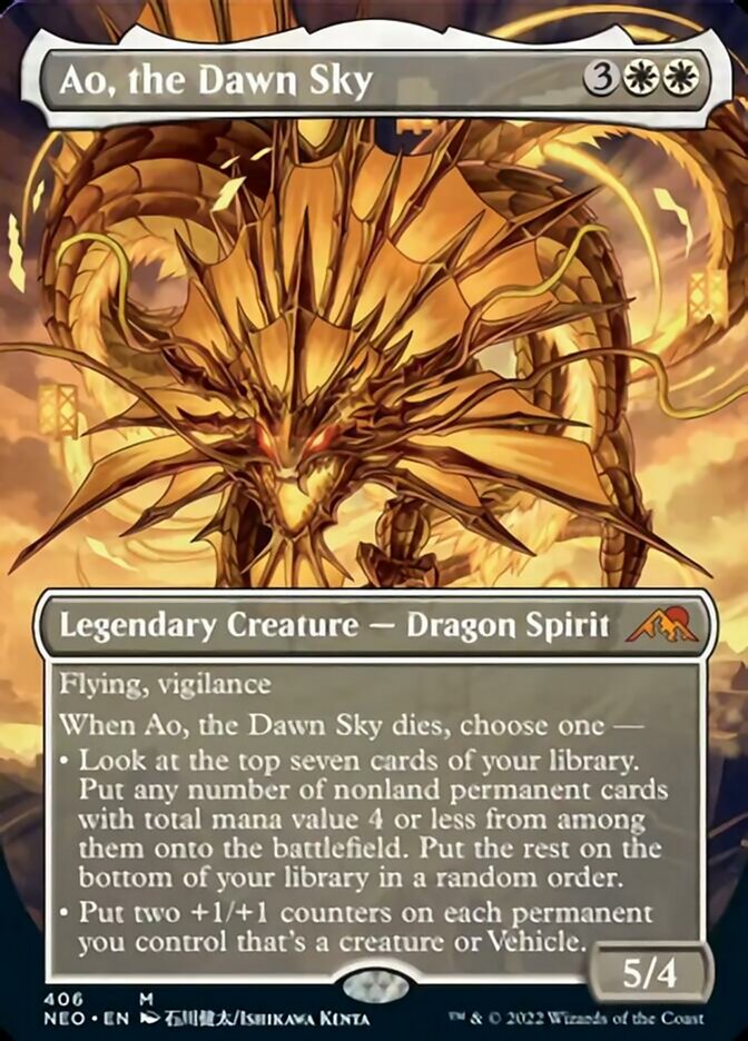 Ao, the Dawn Sky (Borderless Alternate Art) [Kamigawa: Neon Dynasty] | Exor Games New Glasgow