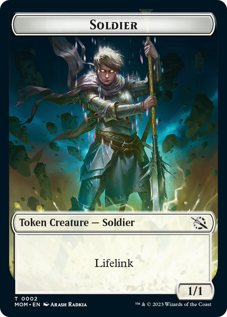 Soldier // Wrenn and Realmbreaker Emblem Double-Sided Token [March of the Machine Tokens] | Exor Games New Glasgow