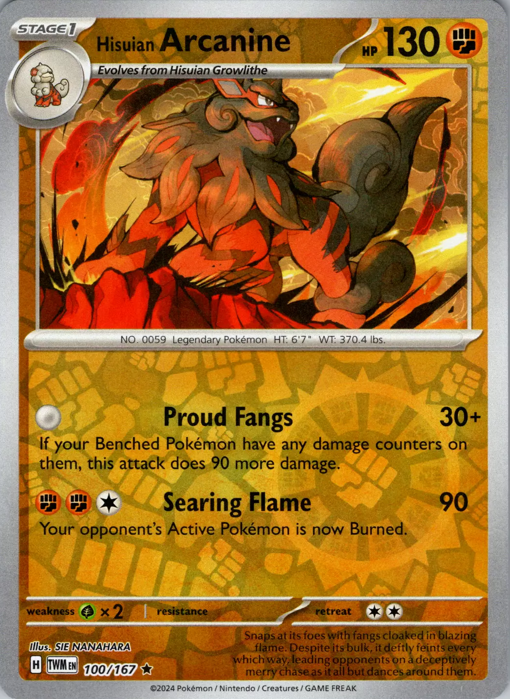 Hisuian Arcanine (100/167) [Scarlet & Violet: Twilight Masquerade] | Exor Games New Glasgow