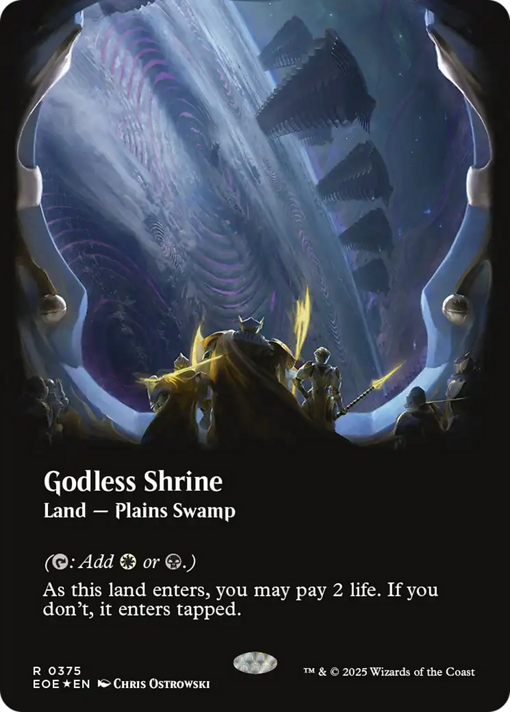 Godless Shrine (Borderless) (Galaxy Foil) [Edge of Eternities] | Exor Games New Glasgow