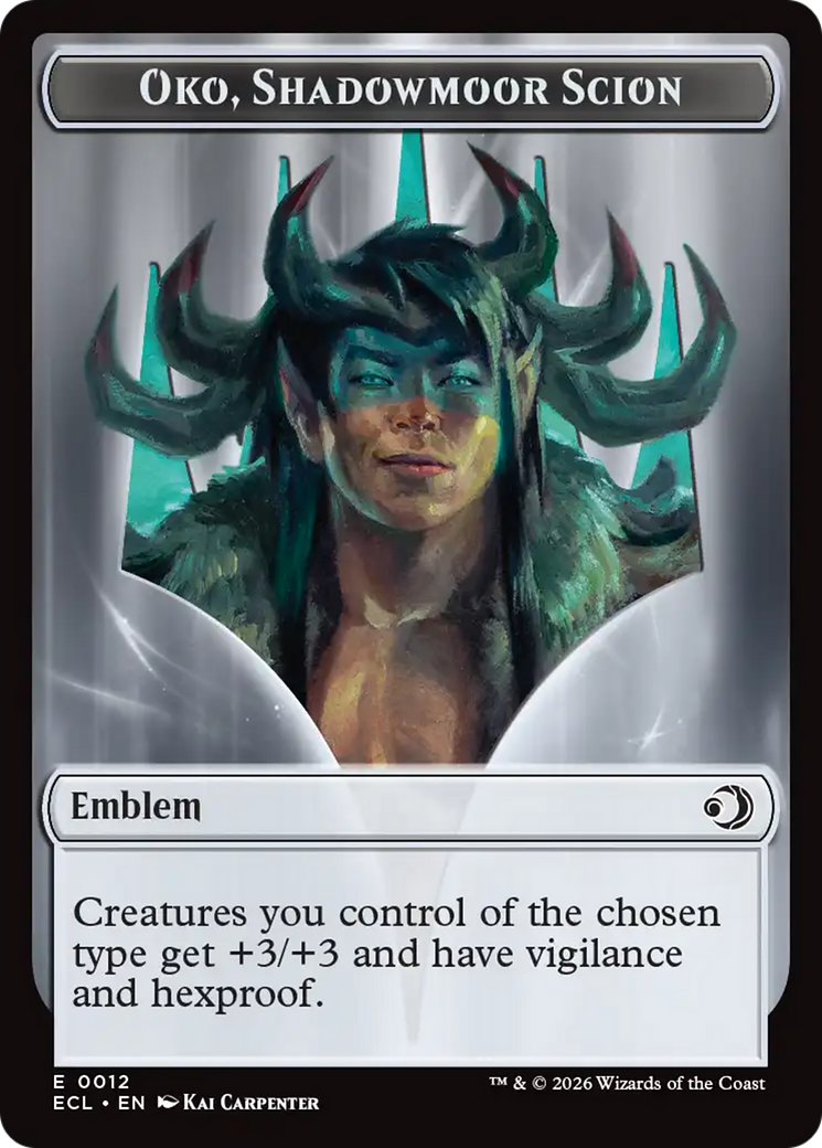 Elk // Emblem - Oko, Shadowmoor Scion Double-Sided Token [Lorwyn Eclipsed Tokens] | Exor Games New Glasgow