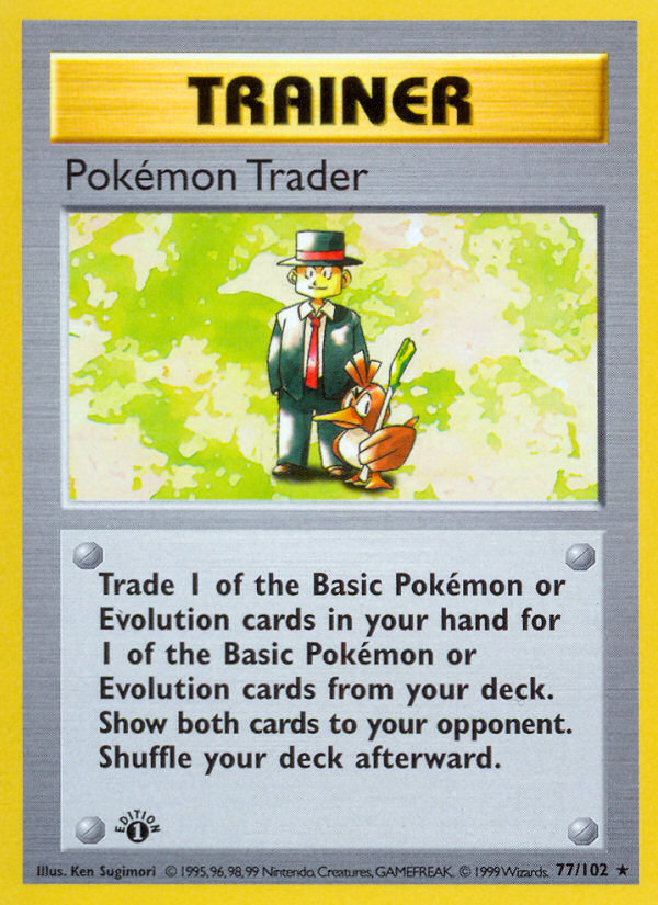 Pokemon Trader (77/102) (Shadowless) [Base Set 1st Edition] | Exor Games New Glasgow