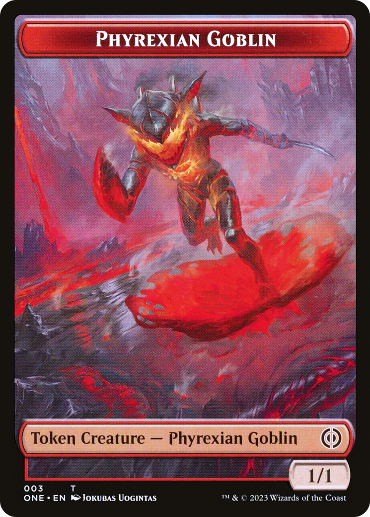 Phyrexian Goblin // The Hollow Sentinel Double-Sided Token [Phyrexia: All Will Be One Tokens] | Exor Games New Glasgow