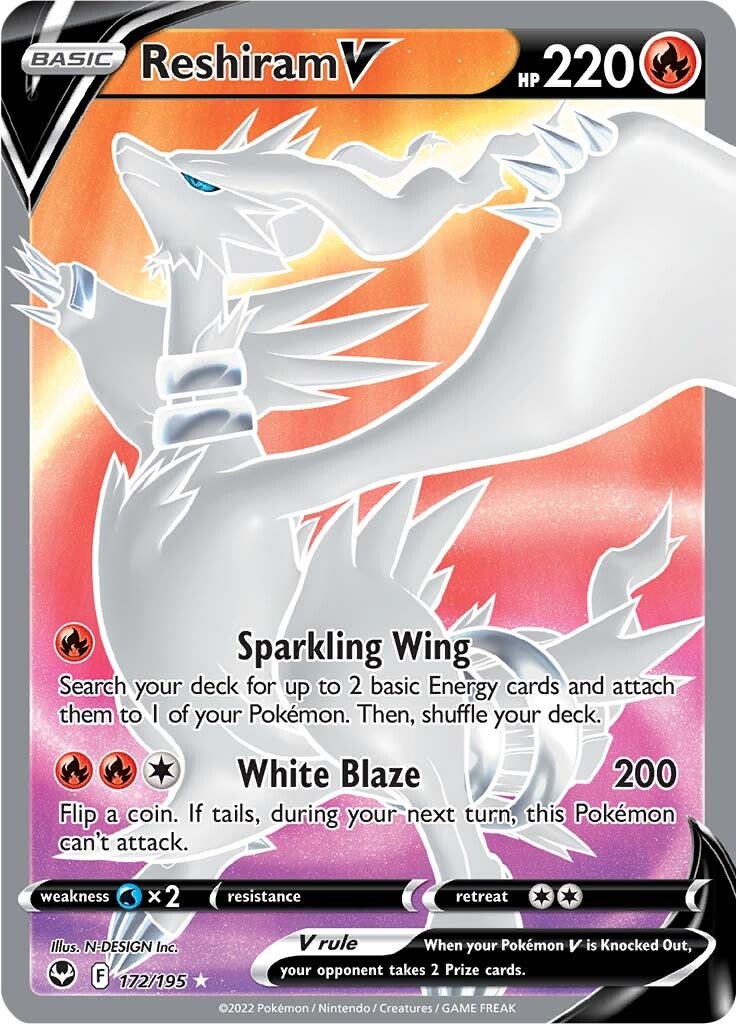 Reshiram V (172/195) [Sword & Shield: Silver Tempest] | Exor Games New Glasgow