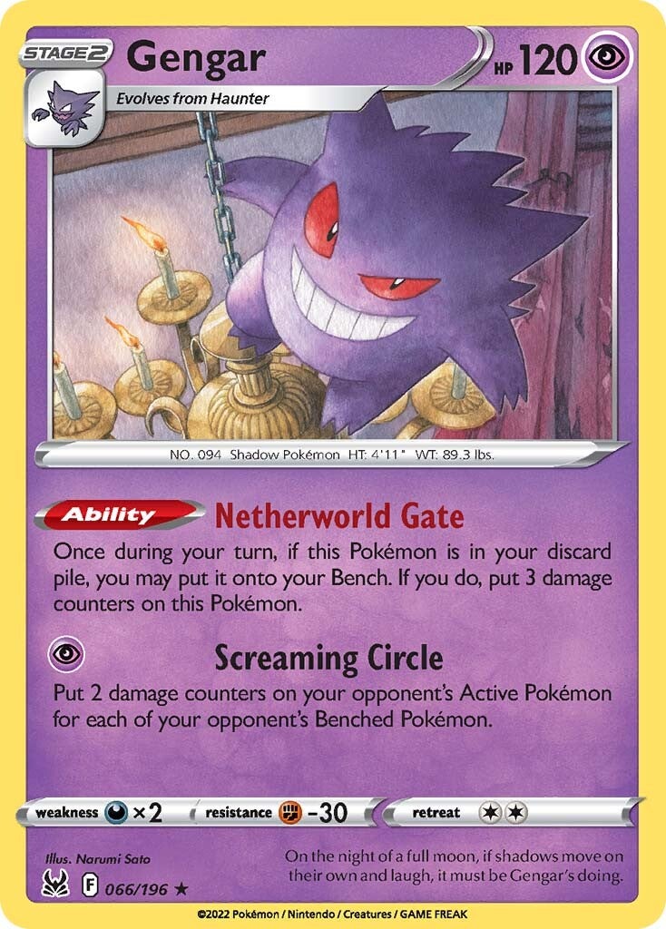 Gengar (066/196) (Theme Deck Exclusive) [Sword & Shield: Lost Origin] | Exor Games New Glasgow