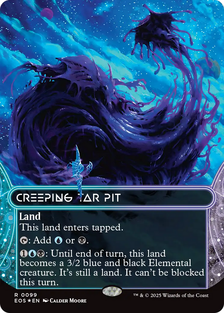 Creeping Tar Pit (0099) (Borderless) (Galaxy Foil) [Edge of Eternities: Stellar Sights] | Exor Games New Glasgow