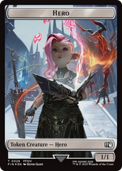 Bird // Hero (0029) Double-Sided Token (Surge Foil) [FINAL FANTASY Commander Tokens] | Exor Games New Glasgow