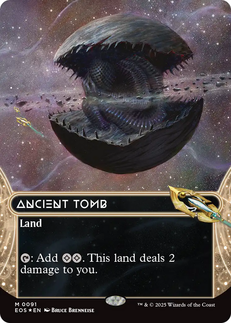 Ancient Tomb (0091) (Borderless) (Galaxy Foil) [Edge of Eternities] | Exor Games New Glasgow