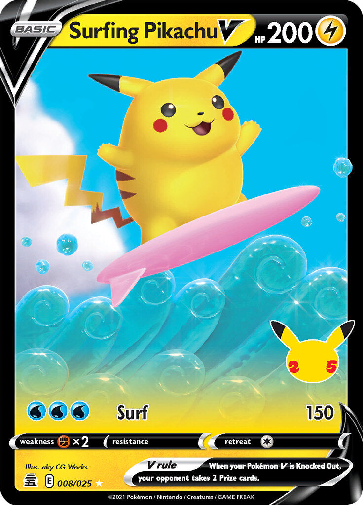 Surfing Pikachu V (008/025) [Celebrations: 25th Anniversary] | Exor Games New Glasgow