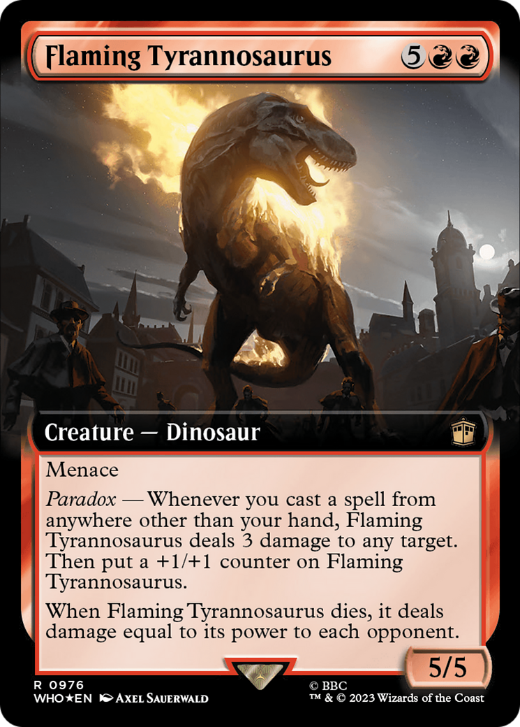 Flaming Tyrannosaurus (Extended Art) (Surge Foil) [Doctor Who] | Exor Games New Glasgow