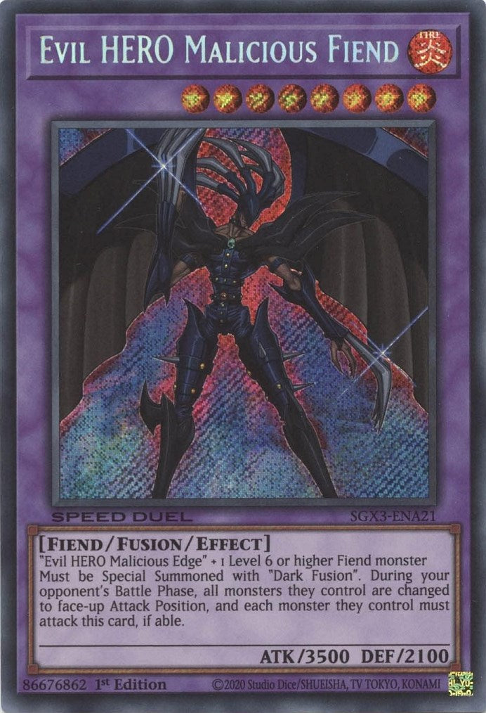 Evil HERO Malicious Fiend [SGX3-ENA21] Secret Rare | Exor Games New Glasgow