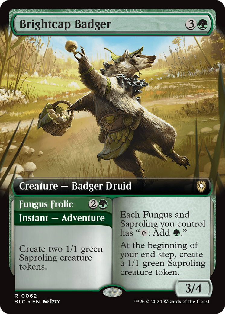 Brightcap Badger // Fungus Frolic (Extended Art) [Bloomburrow Commander] | Exor Games New Glasgow