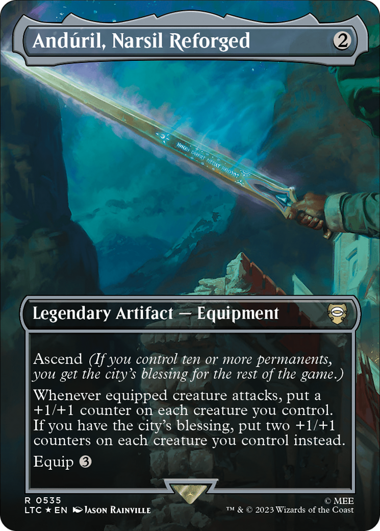 Anduril, Narsil Reforged (Borderless) (Surge Foil) [The Lord of the Rings: Tales of Middle-Earth Commander] | Exor Games New Glasgow