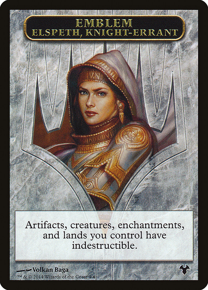 Emblem - Elspeth, Knight-Errant // Soldier Double-Sided Token [Modern Event Deck 2014 Tokens] | Exor Games New Glasgow