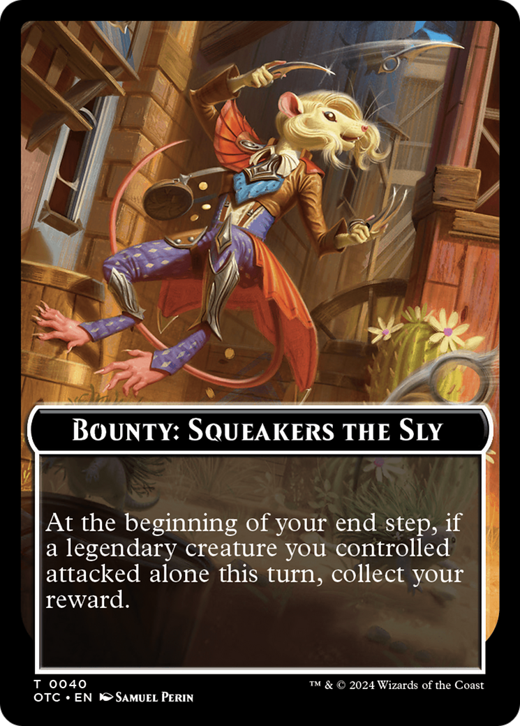 Bounty: Squeakers the Sly // Bounty Rules Double-Sided Token [Outlaws of Thunder Junction Commander Tokens] | Exor Games New Glasgow