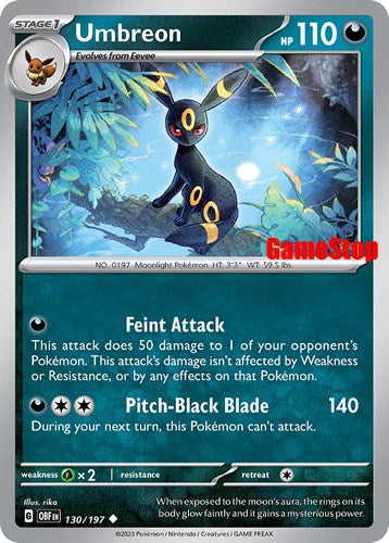 Umbreon (130/197) (GameStop Exclusive) [Scarlet & Violet: Obsidian Flames] | Exor Games New Glasgow