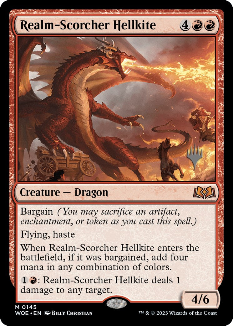 Realm-Scorcher Hellkite (Promo Pack) [Wilds of Eldraine Promos] | Exor Games New Glasgow