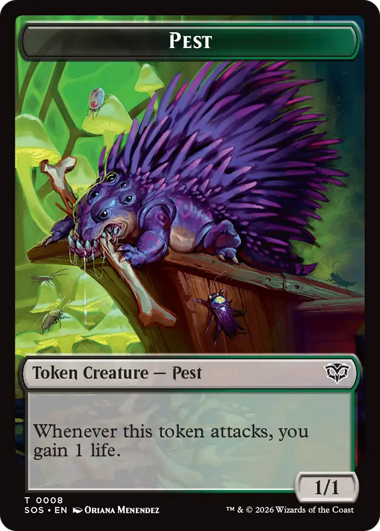 Fractal (0004) // Pest (0008) Double-Sided Token [Secrets of Strixhaven Tokens] | Exor Games New Glasgow