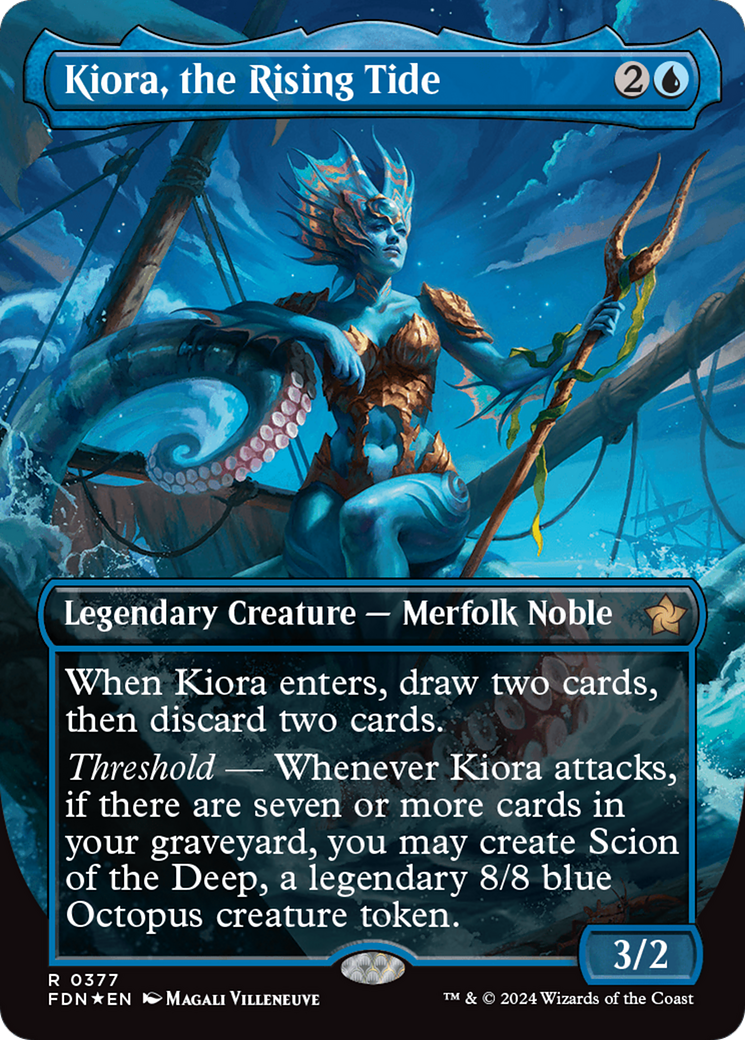 Kiora, the Rising Tide (Borderless) (Mana Foil) [Foundations] | Exor Games New Glasgow