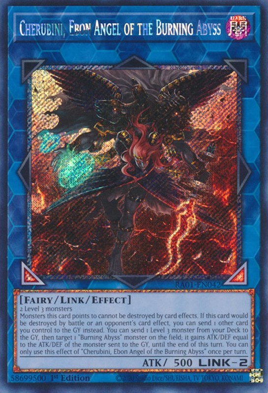 Cherubini, Ebon Angel of the Burning Abyss [RA01-EN042] Platinum Secret Rare | Exor Games New Glasgow