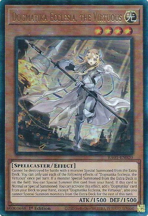 Dogmatika Ecclesia, the Virtuous [RA01-EN020] Prismatic Ultimate Rare | Exor Games New Glasgow