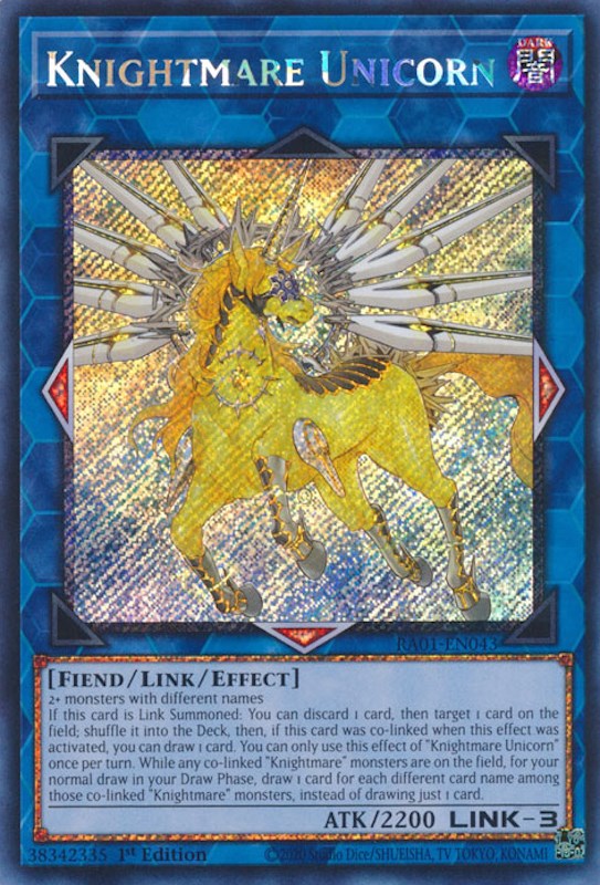 Knightmare Unicorn [RA01-EN043] Platinum Secret Rare | Exor Games New Glasgow