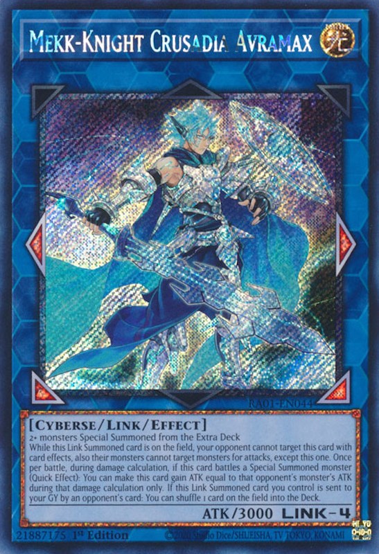 Mekk-Knight Crusadia Avramax [RA01-EN044] Platinum Secret Rare | Exor Games New Glasgow