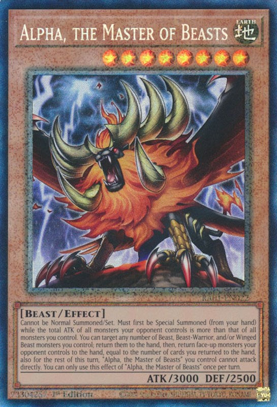 Alpha, the Master of Beasts [RA01-EN022] Prismatic Collector's Rare | Exor Games New Glasgow