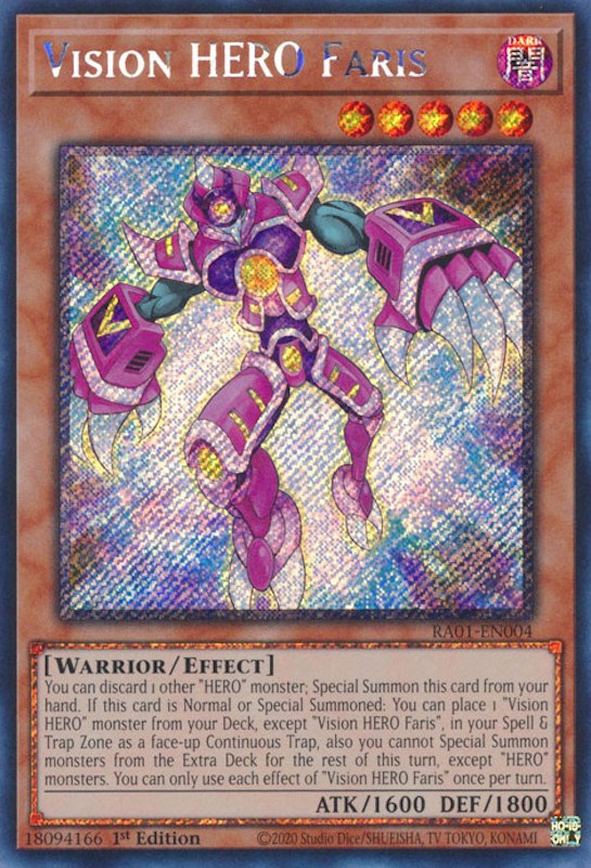 Vision HERO Faris [RA01-EN004] Platinum Secret Rare | Exor Games New Glasgow