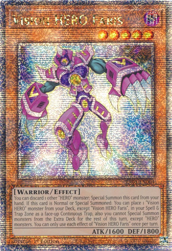 Vision HERO Faris [RA01-EN004] Quarter Century Secret Rare | Exor Games New Glasgow