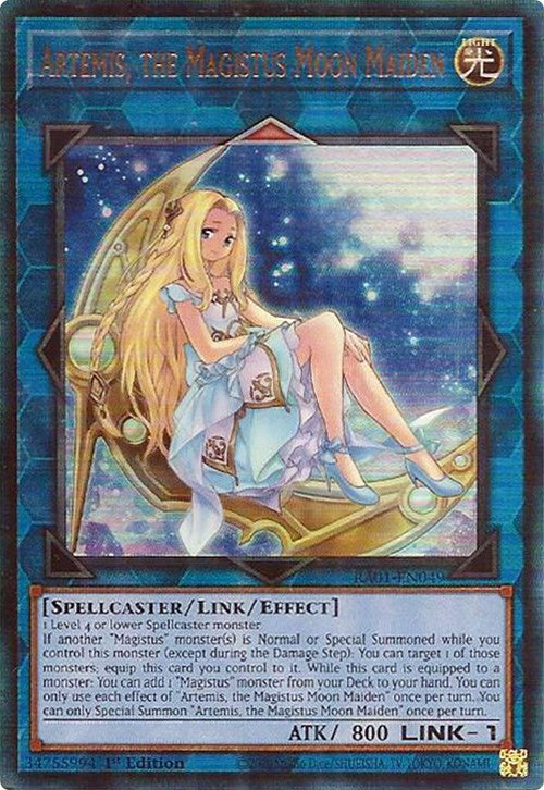 Artemis, the Magistus Moon Maiden [RA01-EN049] Prismatic Ultimate Rare | Exor Games New Glasgow