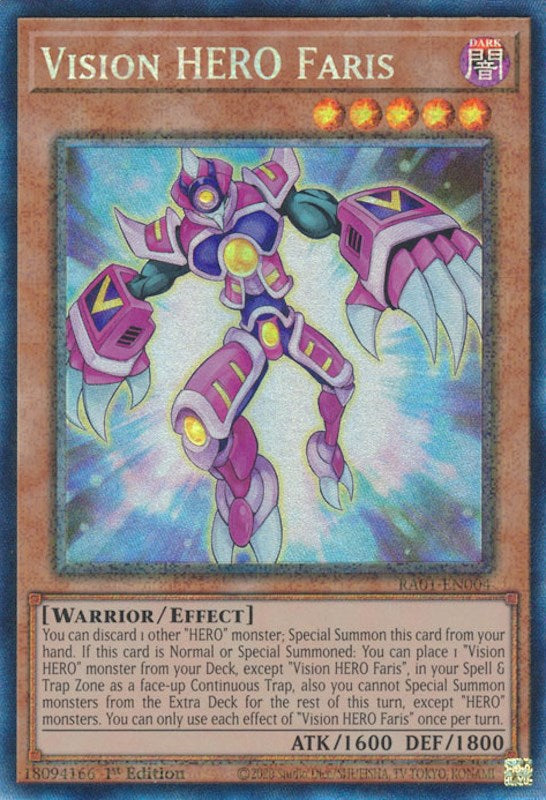 Vision HERO Faris [RA01-EN004] Prismatic Collector's Rare | Exor Games New Glasgow