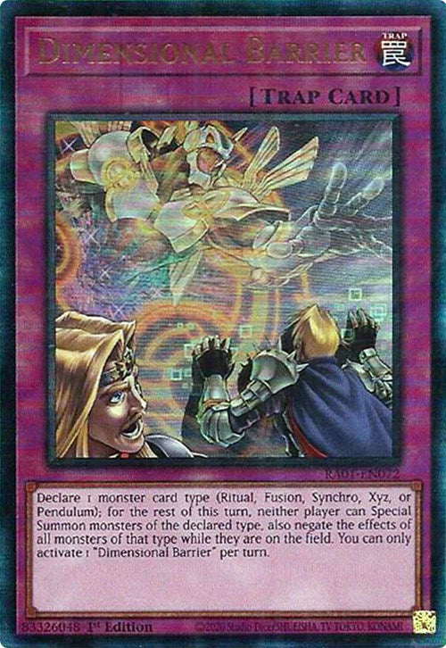 Dimensional Barrier [RA01-EN072] Prismatic Ultimate Rare | Exor Games New Glasgow