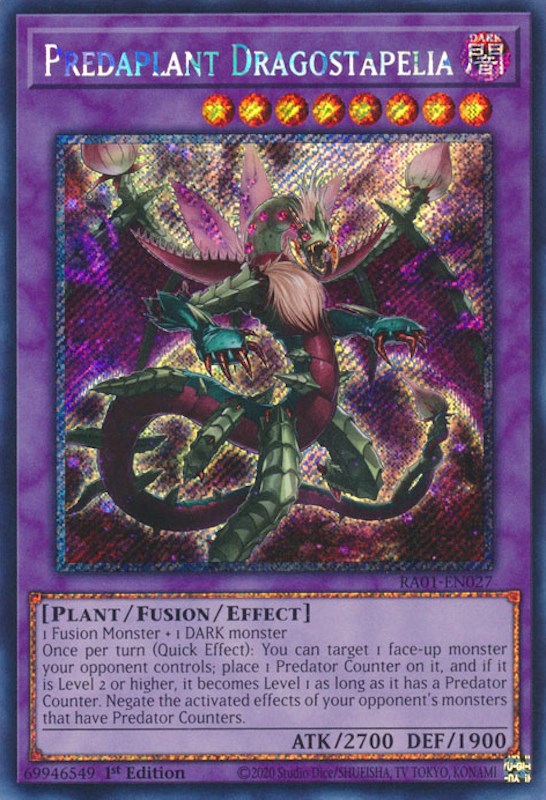 Predaplant Dragostapelia [RA01-EN027] Platinum Secret Rare | Exor Games New Glasgow