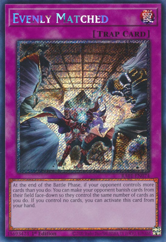 Evenly Matched [RA01-EN074] Platinum Secret Rare | Exor Games New Glasgow